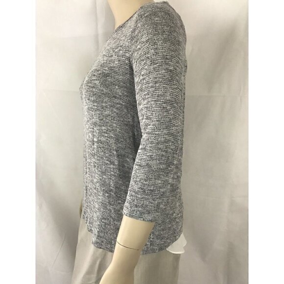 AB Studio Sweater Size L Gray Long Sleeve Split Back with Fabric Panel - Picture 4 of 8